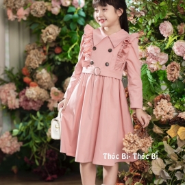 Đầm kaki 2 da kèm đai