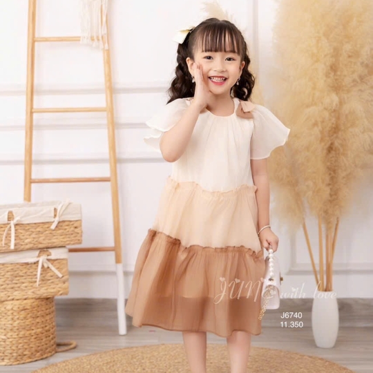 Đầm tầng 2 màu
