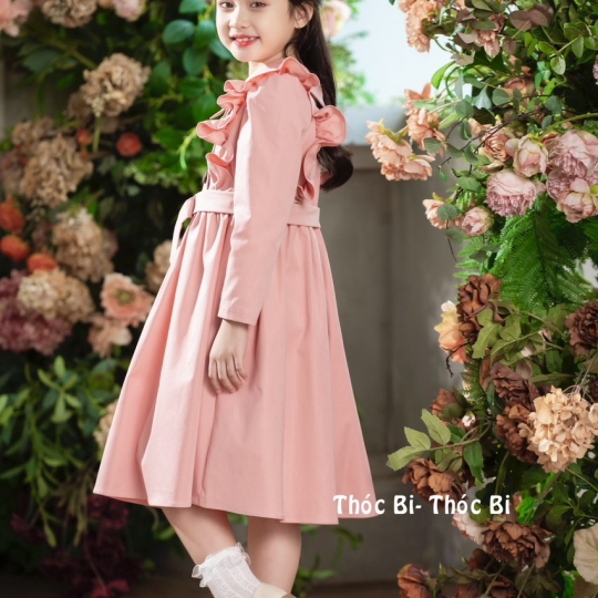 Đầm kaki 2 da kèm đai