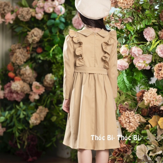 Đầm kaki 2 da kèm đai
