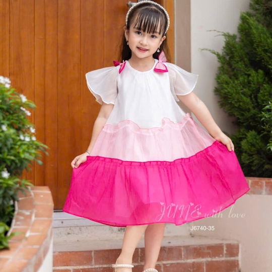 Đầm tầng 2 màu