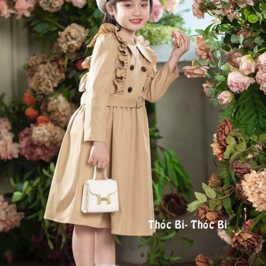 Đầm kaki 2 da kèm đai
