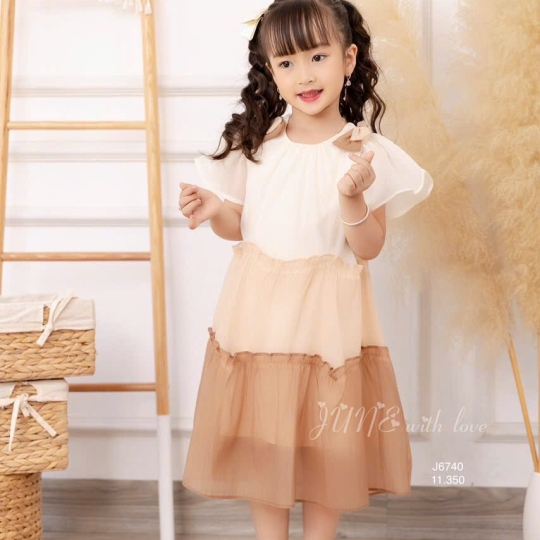 Đầm tầng 2 màu